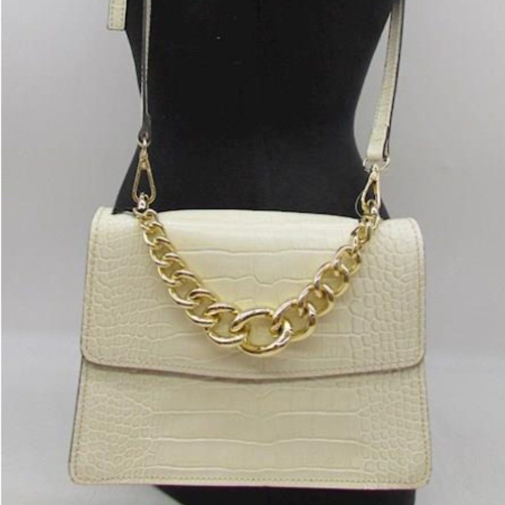 NWT House of Harlow 1960 embossed croc crossbody purse in ivory